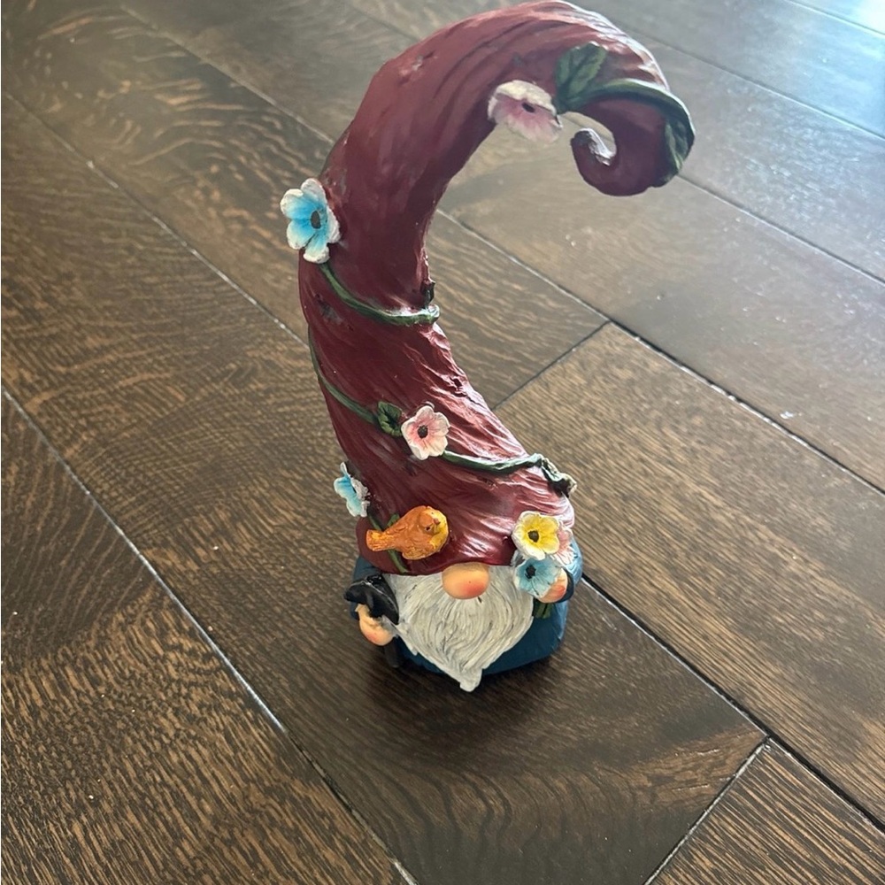 Whimsical Gnome Figurine with Red Hat - Picture 2 of 3